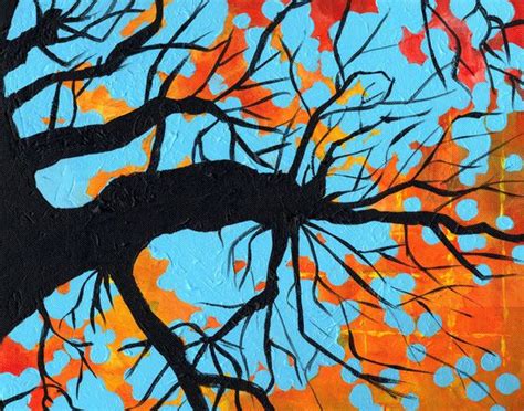 Abstract Painting Tree Artwork Original Canvas Art 12 by 9 by ...