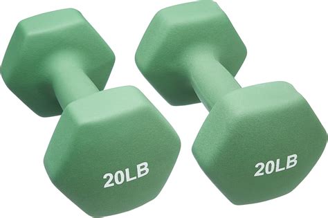 AmazonBasics 20 Pound Neoprene Dumbbells Weights - Set of 2, Light ...