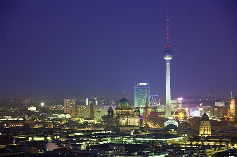 Berlin Skyline At Night, Dom And Tv #1 by Zodebala