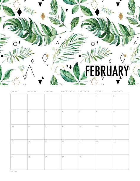 Free Printable 2019 Calendar Modern Leaves - The Cottage Market ...