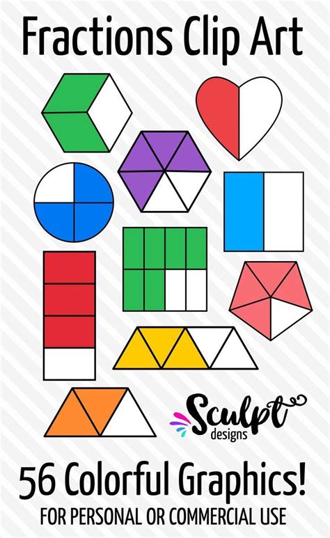 Fractions Clip Art ~ Various Shapes & Colors | Clip art, Free clip art ...