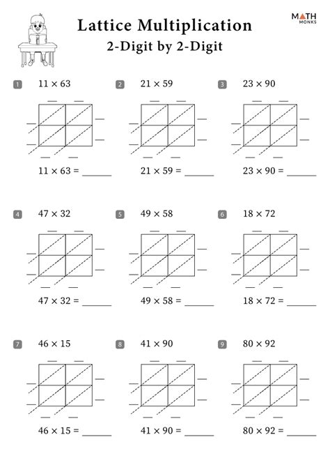 Lattice Multiplication Worksheets - Math Monks - Worksheets Library