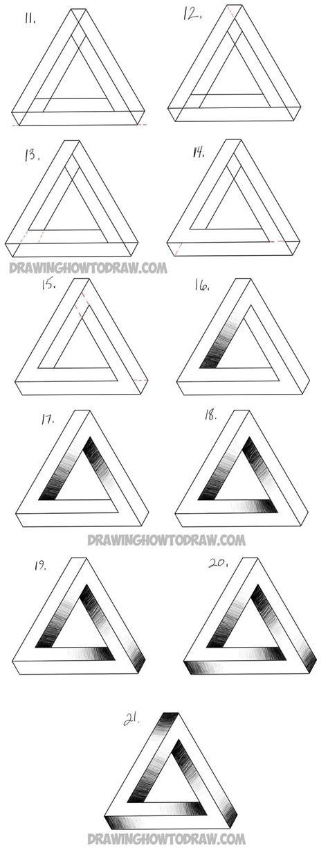 How to Draw an Impossible Triangle - Easy Step by Step Drawing Tutorial ...