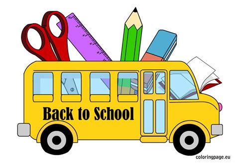 Back to School - School Bus | Coloring Page | Back to school clipart ...