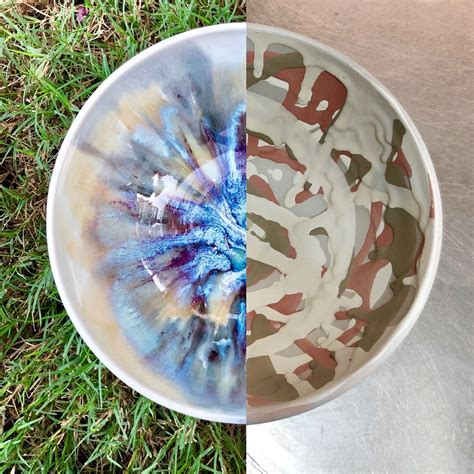 Before and after of the galaxy bowls! 🌌 #rebeccamartinpottery