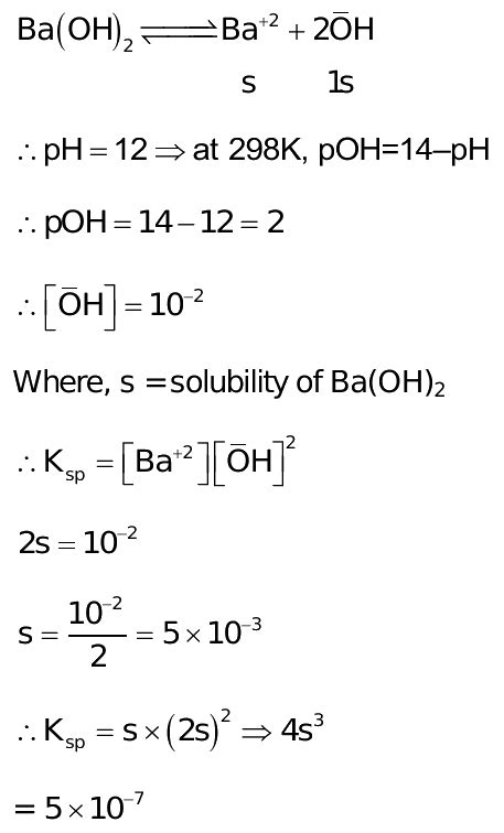 14. pH of a saturated solution of Ba(OH)2 is 12.The value of solubility ...