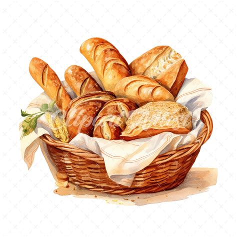 20 High-quality Bread Basket Clipart Bread Basket Digital Watercolor ...