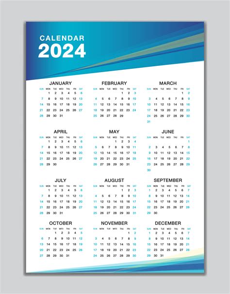 Wall Calendar 2024 Template Set Of 12 Months For Calendar 2024 Year ...