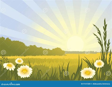 Sunny landscape stock vector. Illustration of creative - 9141500