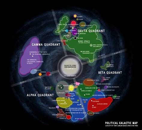 Star Trek Galaxy Map with All Major Stars and Planets Labeled