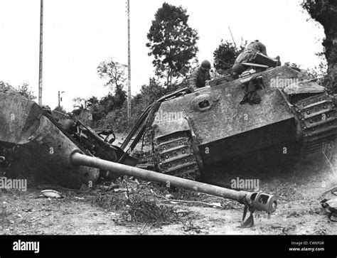 German tiger knocked out during the drive to Coutances, summer 1944 ...