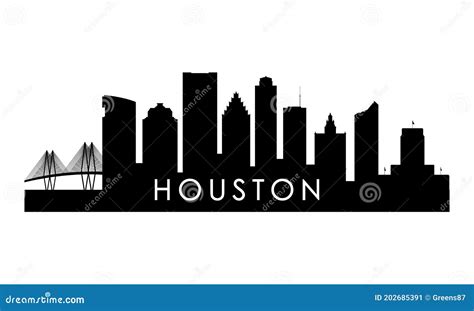 Houston Skyline Silhouette. Stock Vector - Illustration of landmark ...