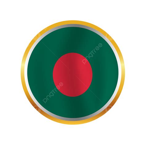 Bangladesh Flag Silver And Gold Circle Button Design Free Vector ...