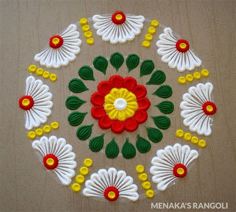 Simple And Beautiful Rangoli Design | Simple Color Kolam Design | Color ...