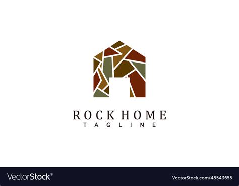 Home logo with rock element design template Vector Image