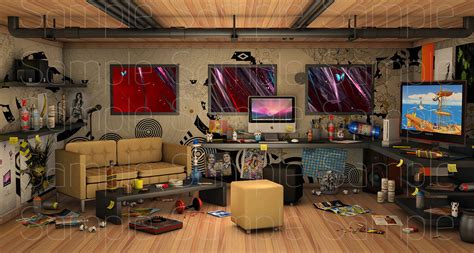 Virtual Background Grunge Gamer Room Virtual Streaming Studio Music Set ...