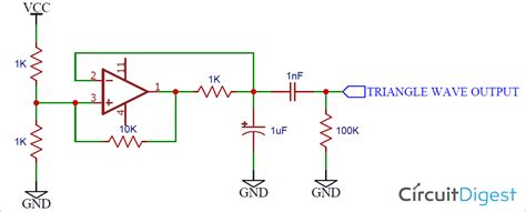 Triangle Wave Generator Circuit Diagram using Op-amp