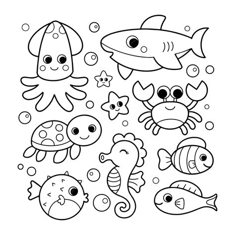 Sea Animals Colouring Sheets - Image to u