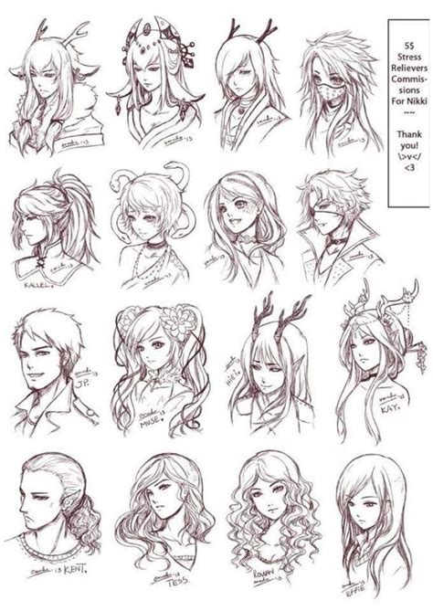 Anime Hair Reference Material | Drawing hair tutorial, Sketches, Sketch ...