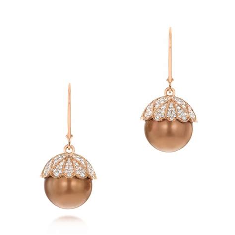 Rose Gold Pearl and Diamond Stud Earrings #103605 - Seattle Bellevue ...