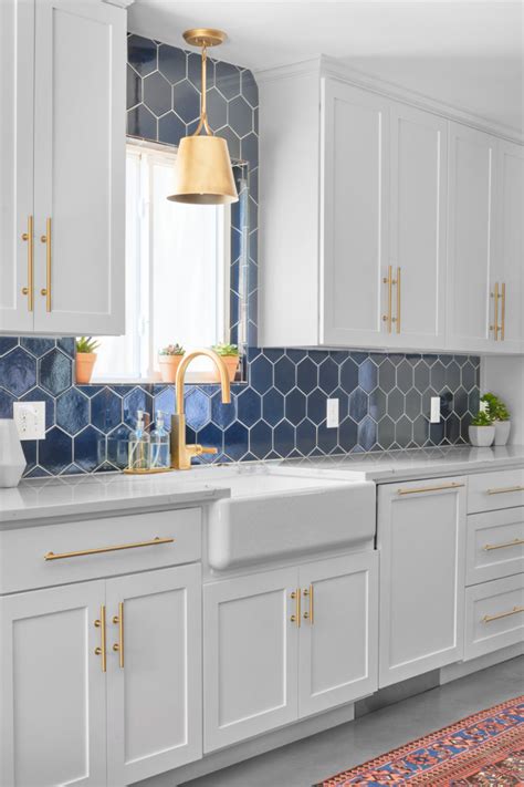 Navy blue hexagon tile backsplash – Artofit