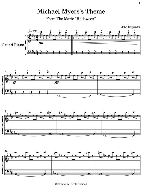 Michael Myers's Theme - Sheet music for Piano