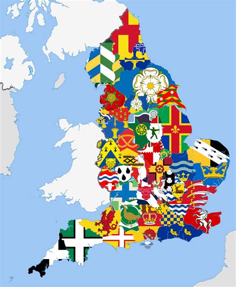 Map : English counties and their flags | Map of britain, English ...