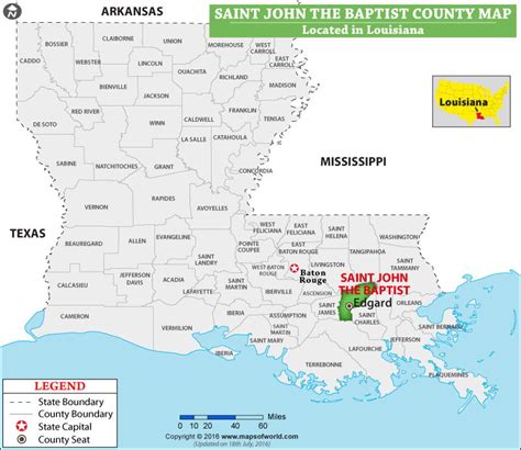 St John The Baptist Parish Map, Louisiana