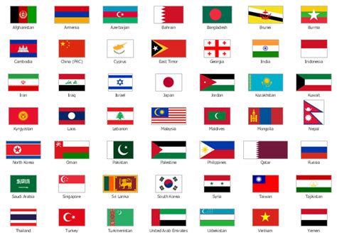 Design elements - Asia flags | Asia flags - Stencils library | Design ...