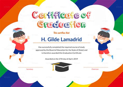 Pre School Graduation Certificate Design Template in PSD, Word