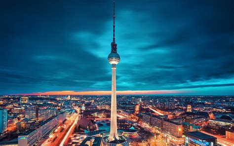 cityscape, Lights, Tower, Berlin, Clouds, Night, Germany Wallpapers HD ...