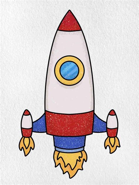 Rocket Ship Drawing (easy) - HelloArtsy