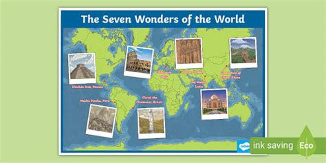 Seven Wonders of the World Landmark Map - Geography - KS2