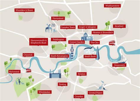 London areas map | London neighborhoods, London areas, London map