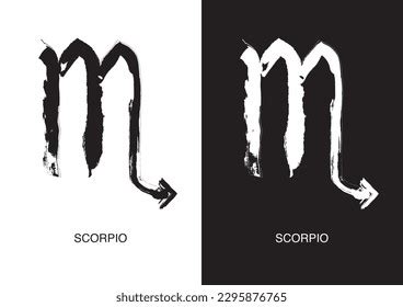 Scorpio Symbol Zodiac Signs Black Ink Stock Vector (Royalty Free ...