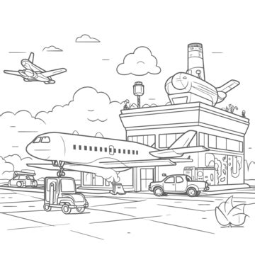 Airport Line Art PNG Transparent Images Free Download | Vector Files ...