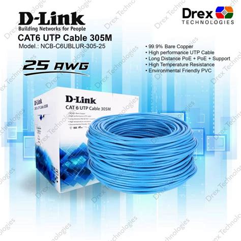 305M D-Link UTP Cable Cat6 1000FT Ethernet Cable Cat6 25AWG (New ...