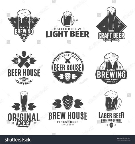 Set Vector Black White Beer Logo Stock Vector (Royalty Free) 481080841 ...