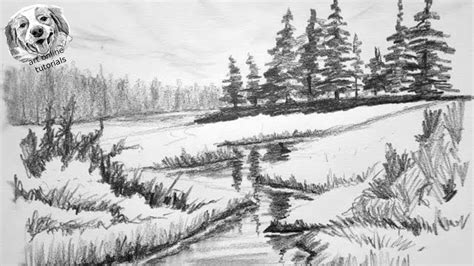 How to Draw a Landscape with pencil step by step and very easy - YouTube