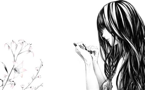 Anime Girl Black And White Wallpapers - Wallpaper Cave