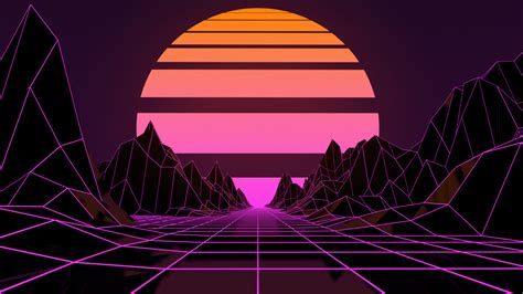 digital, digital art, artwork, landscape, lines, Retrowave, vaporwave ...