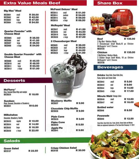 McDonald's Menu, Menu for McDonald's, Lenasia, Johannesburg - Zomato ...