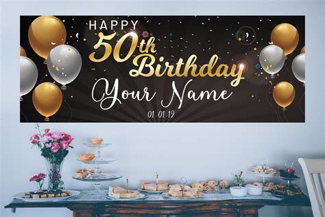 50th Birthday Banner, Personalized Custom Birthday Banner, Adult 50th ...