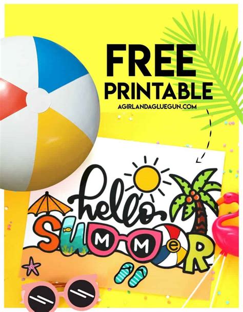 Hello summer printable - A girl and a glue gun