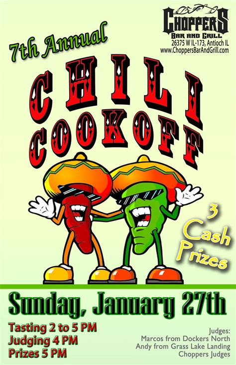 7th Annual Chili Cook-Off January 27th at Choppers Bar and Grill ...