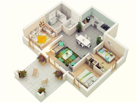 25 More 3 Bedroom 3D Floor Plans - Architecture & Design