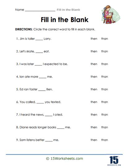 Fill in the Blank Worksheets - 15 Worksheets.com