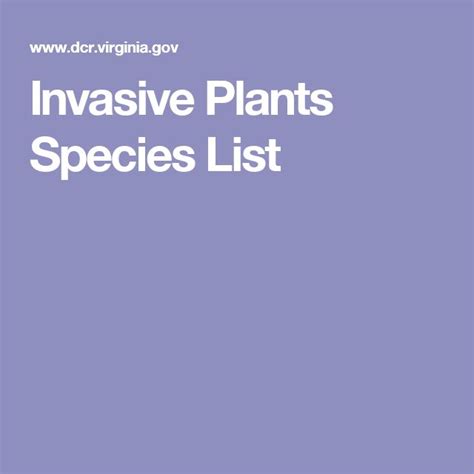 Invasive Plants Species List | Invasive plants, Plant species, Plant ...