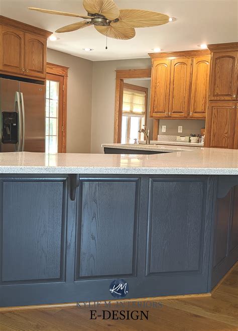 Oak wood kitchen cabinets update ideas painted island in Sherwin ...