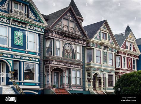 The Painted Ladies victorian houses, Haight-Ashbury district, San Stock ...